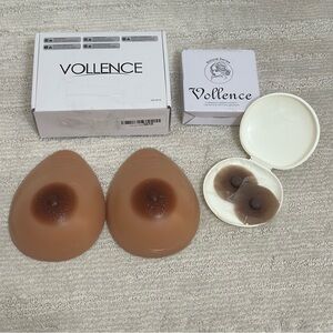2 Realistic Silicone B Cup Breast Forms in Brown With Extra 2 Nipple Stick Ons